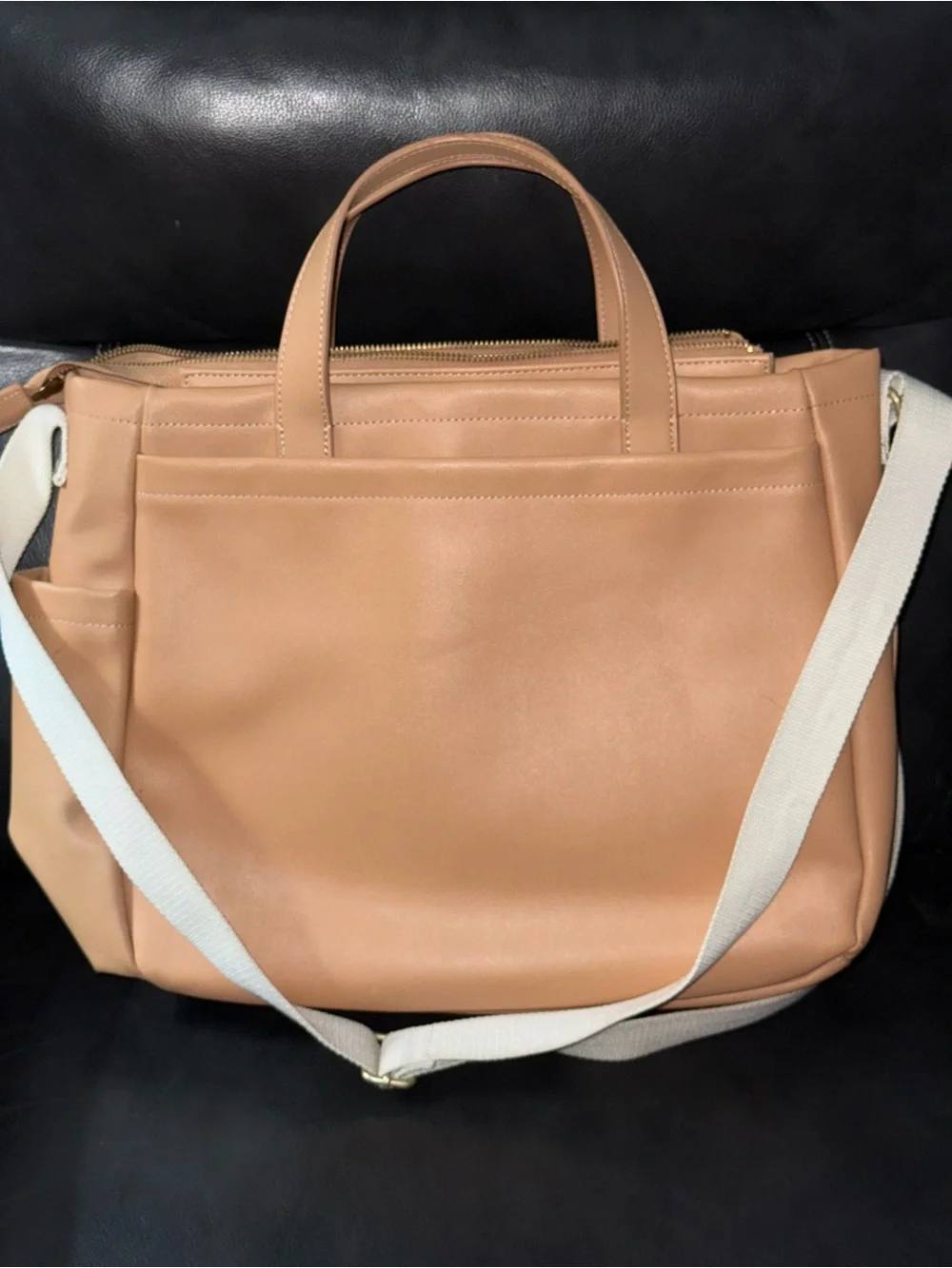 Skip hop Camel vegan leather luxury diaper tote/mom bag